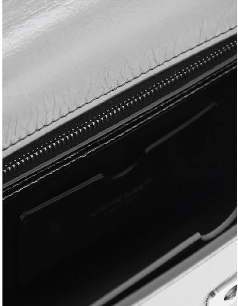 Leather Shoulder Bag with Adjustable Strap Women - Silver Tote Bags