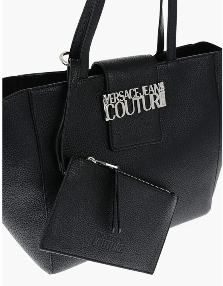 Metal Logo Solid Shoulder Bag Women - Black