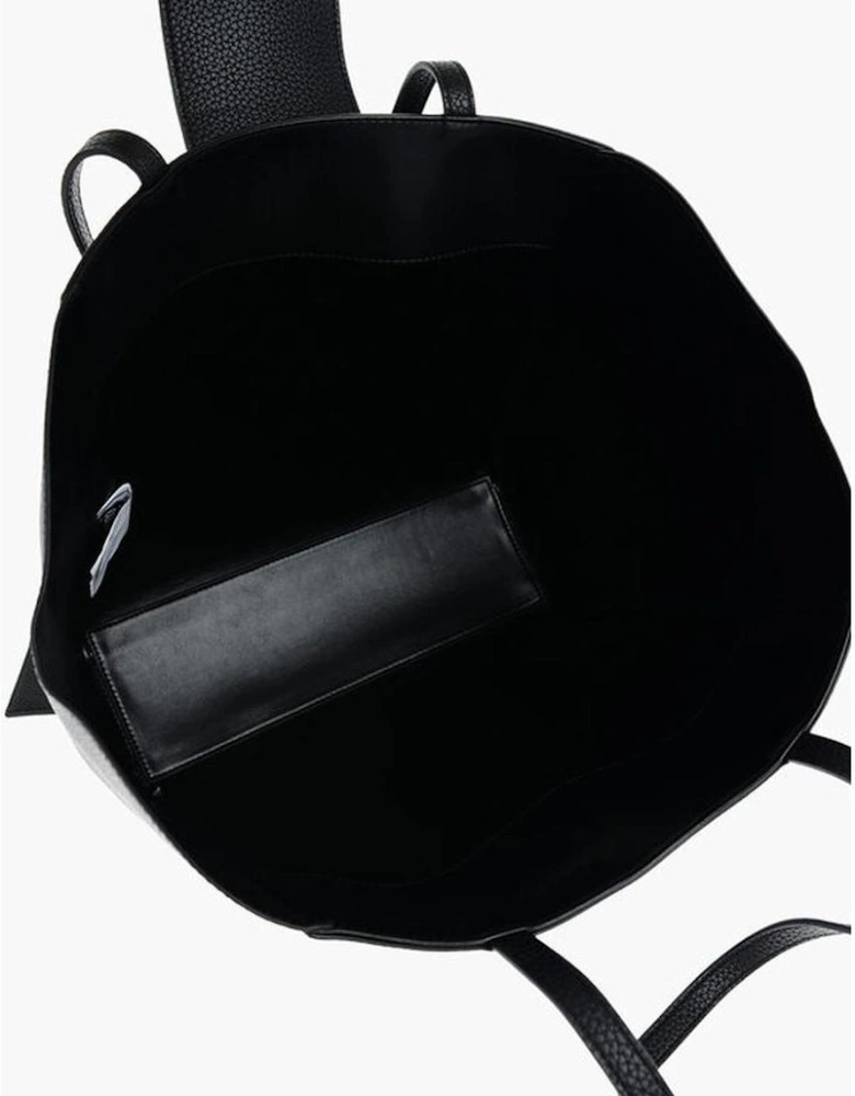 Metal Logo Solid Shoulder Bag Women - Black