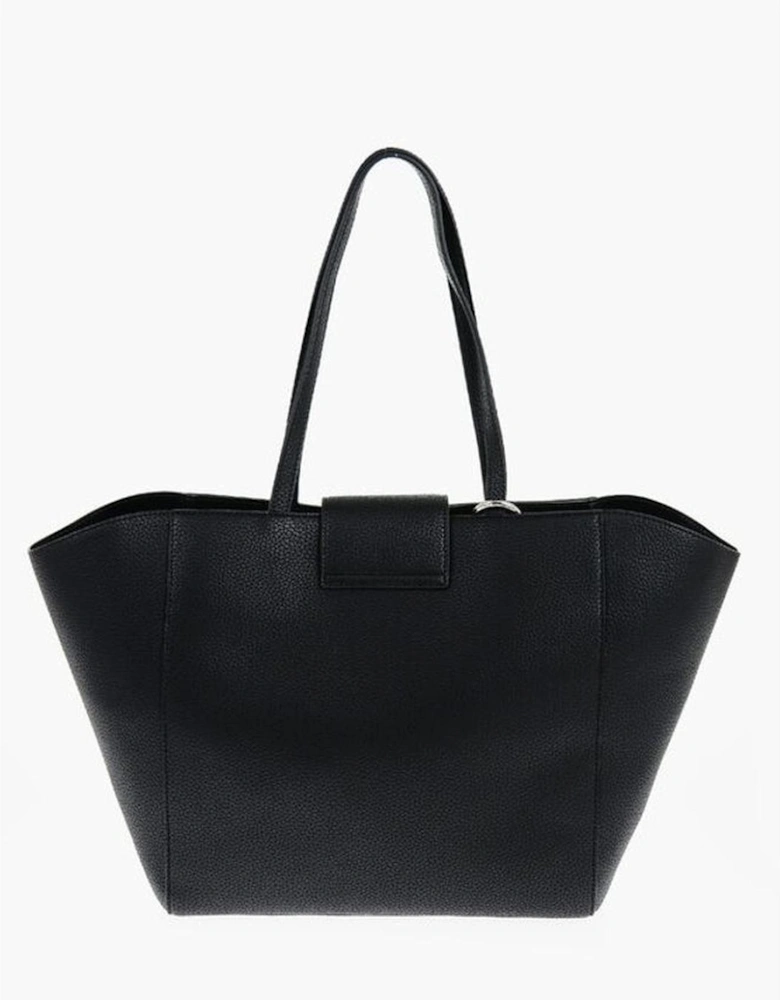Metal Logo Solid Shoulder Bag Women - Black