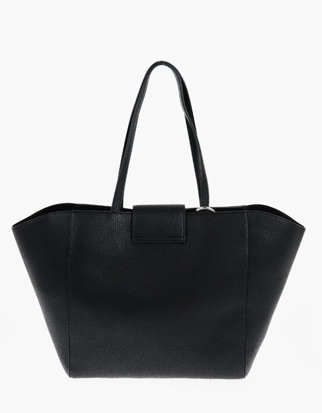 Metal Logo Solid Shoulder Bag Women - Black