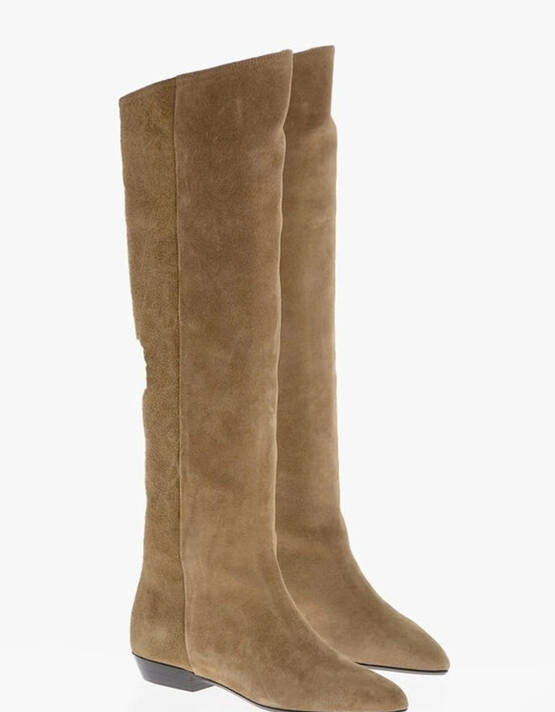 Knee-High Pull-On Leather Boots Women - Beige, 6 of 5
