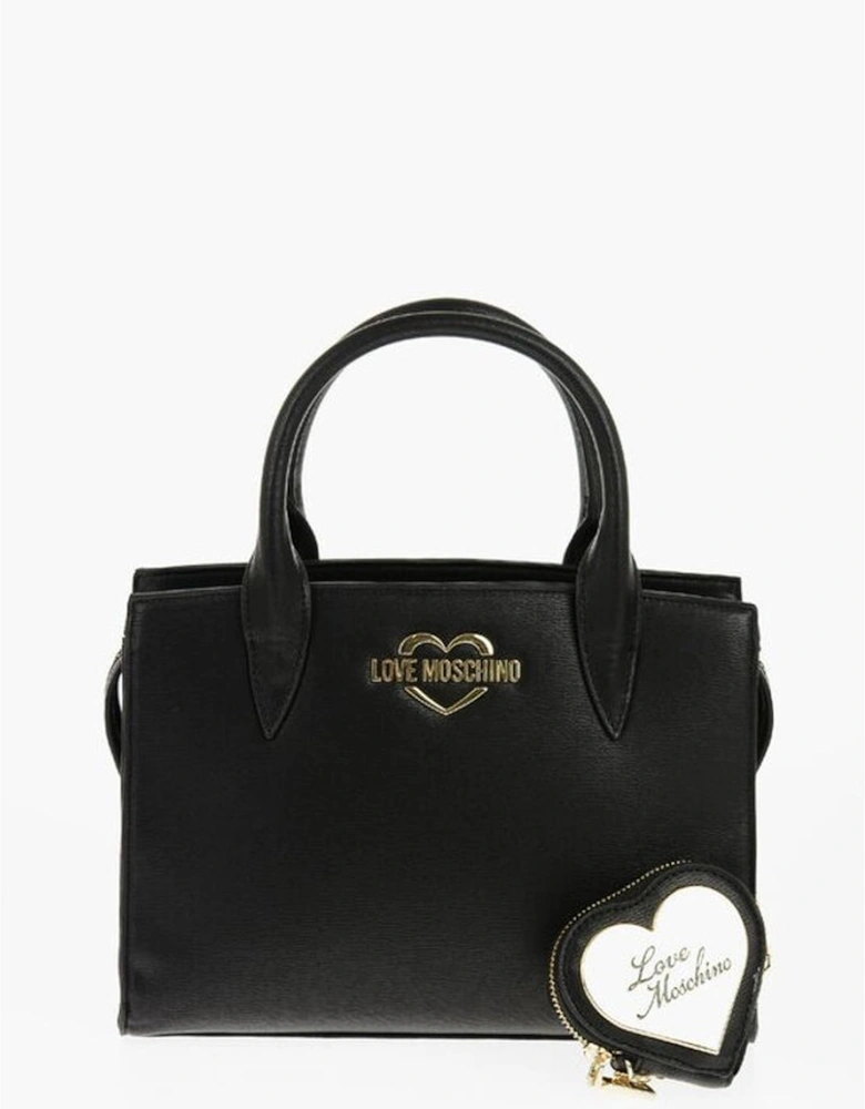 Metal Logo Double Handle Handbag Women - Black Tote Bags