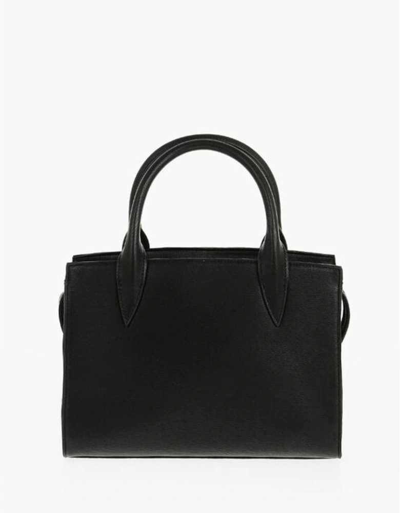 Metal Logo Double Handle Handbag Women - Black Tote Bags