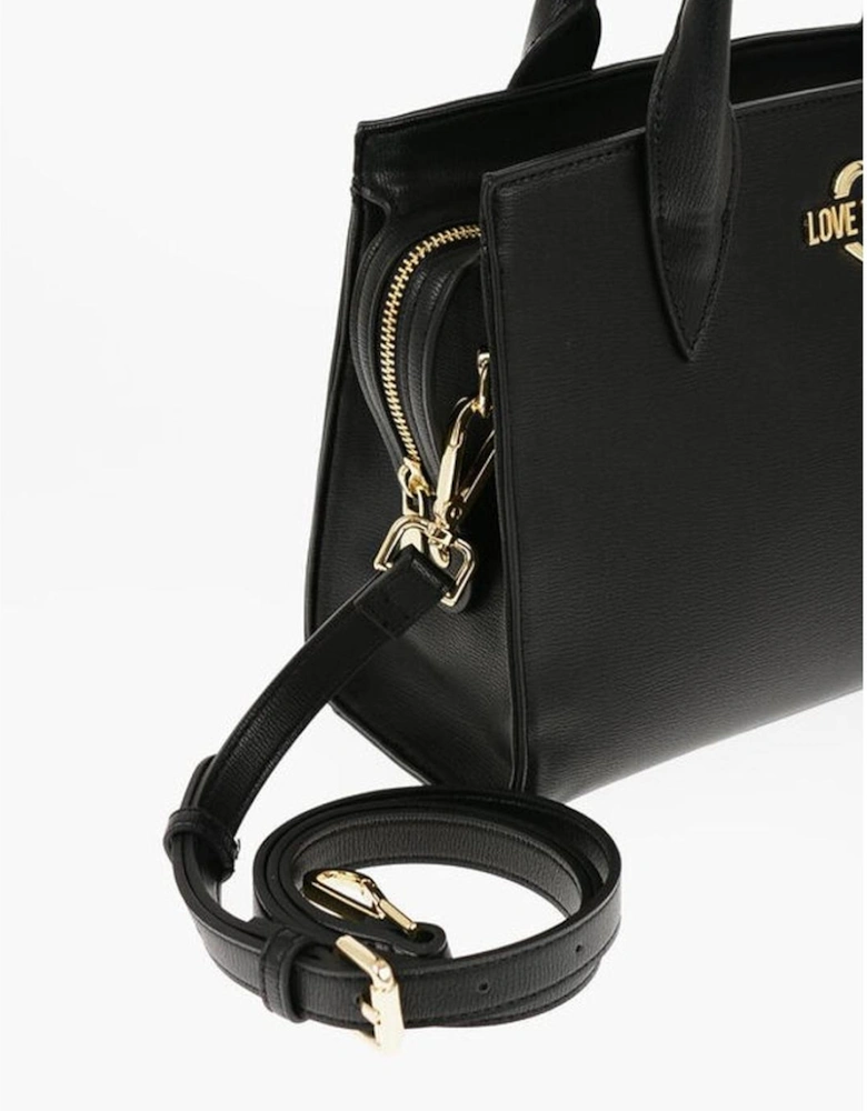 Metal Logo Double Handle Handbag Women - Black Tote Bags