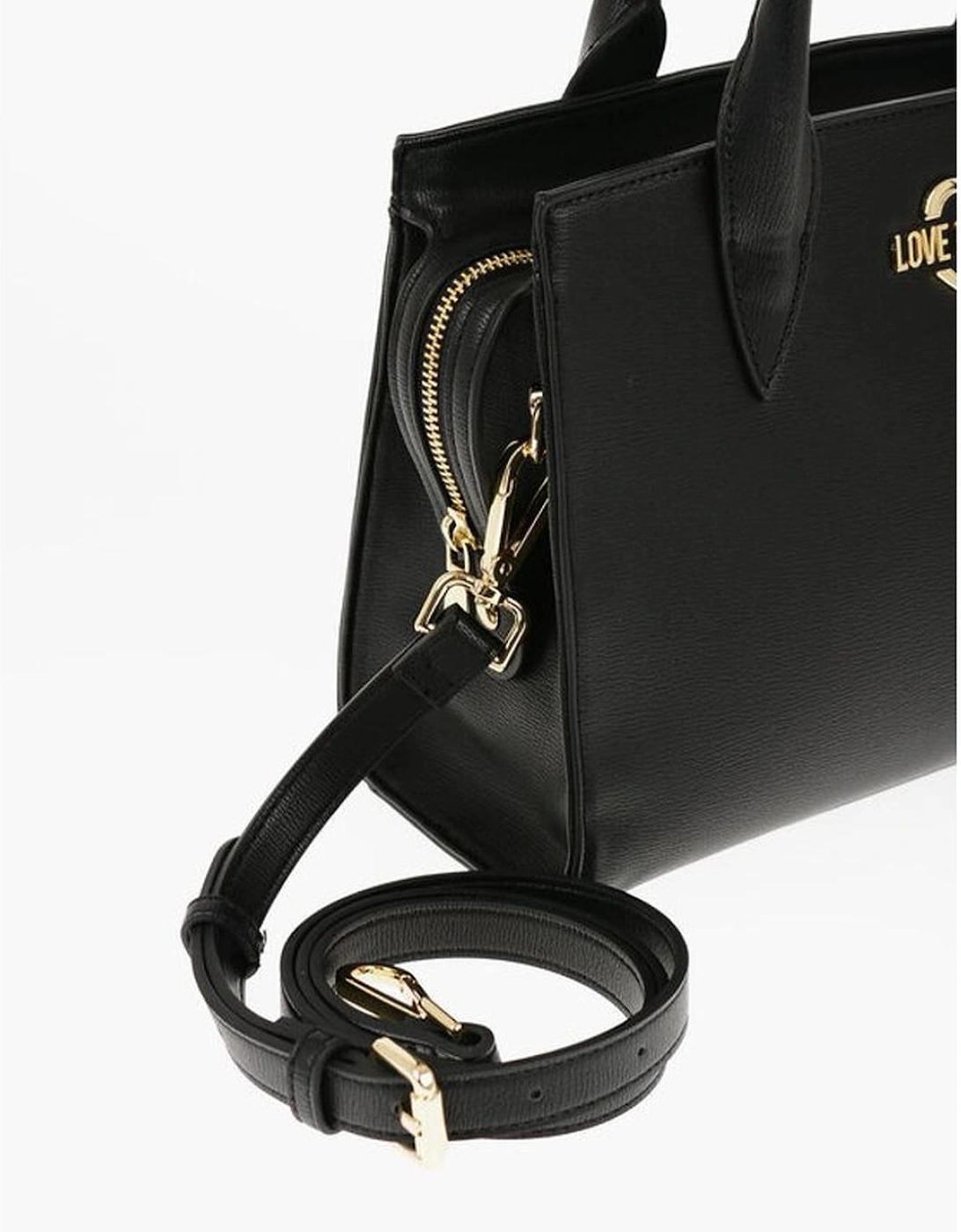 Metal Logo Double Handle Handbag Women - Black Tote Bags