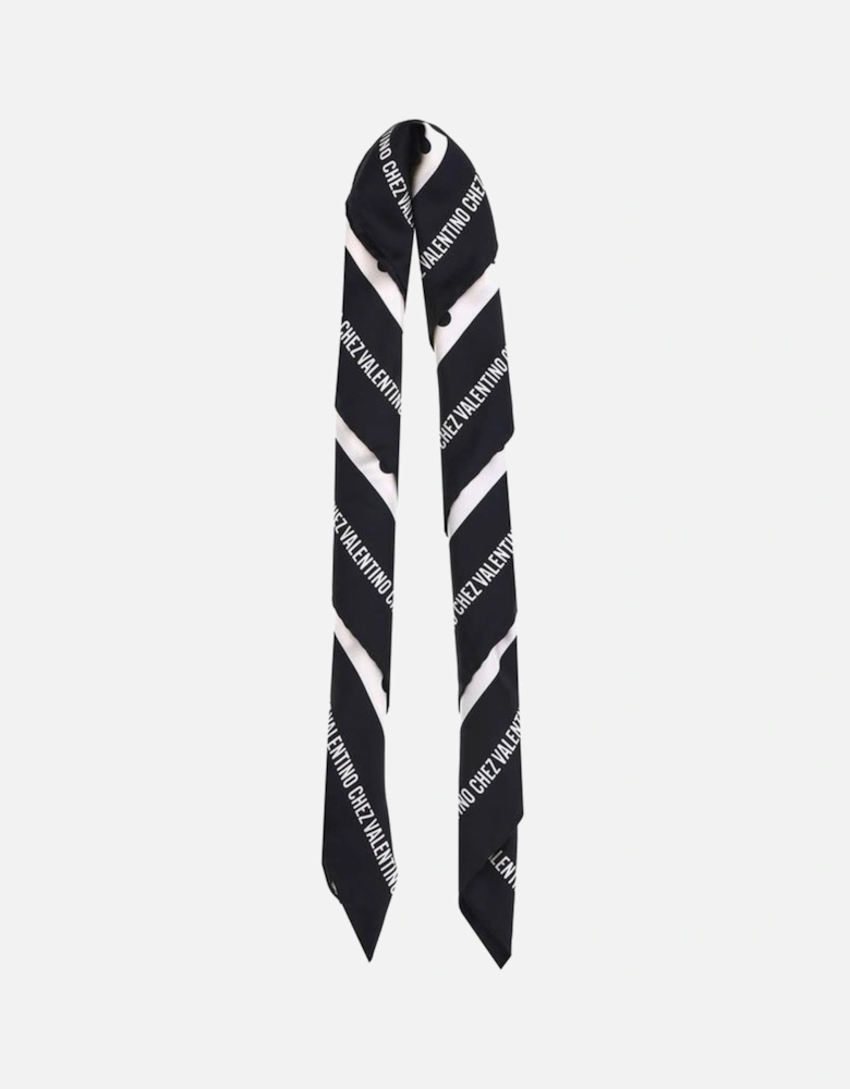 Polka Dot Silk Scarf with Lettering Women - Black Scarves