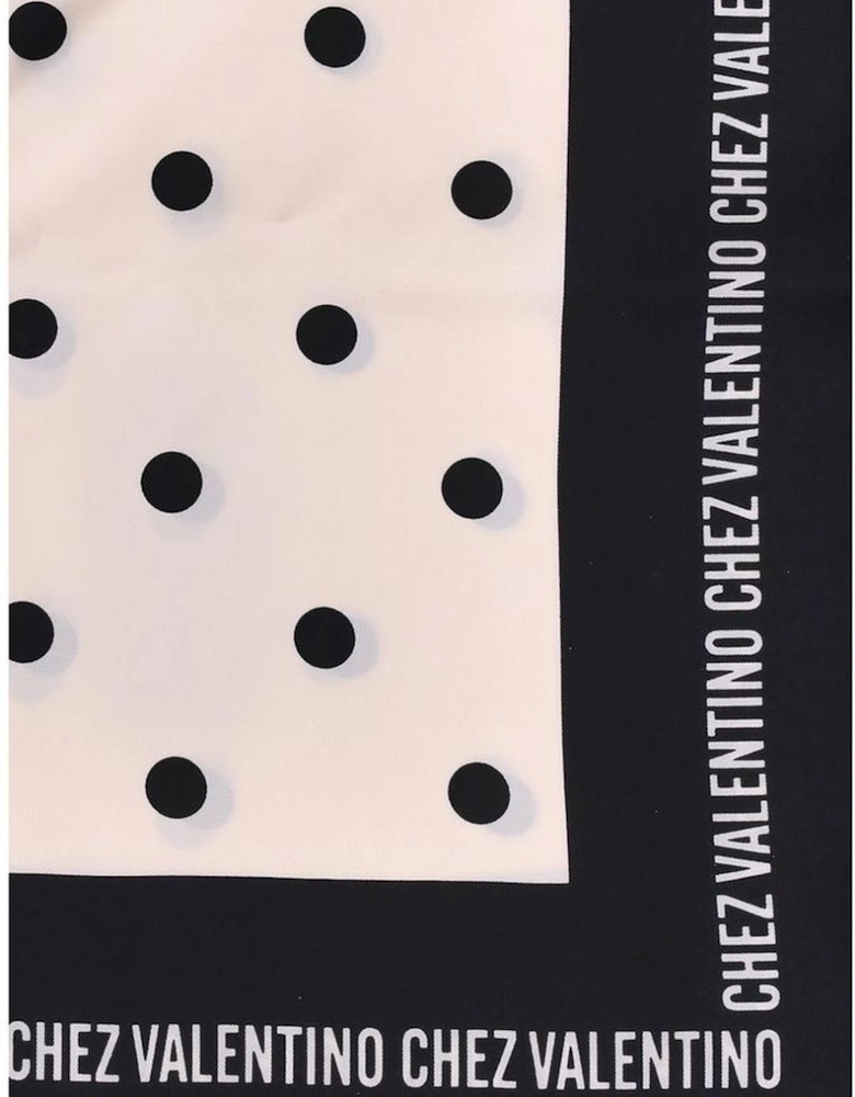 Polka Dot Silk Scarf with Lettering Women - Black Scarves