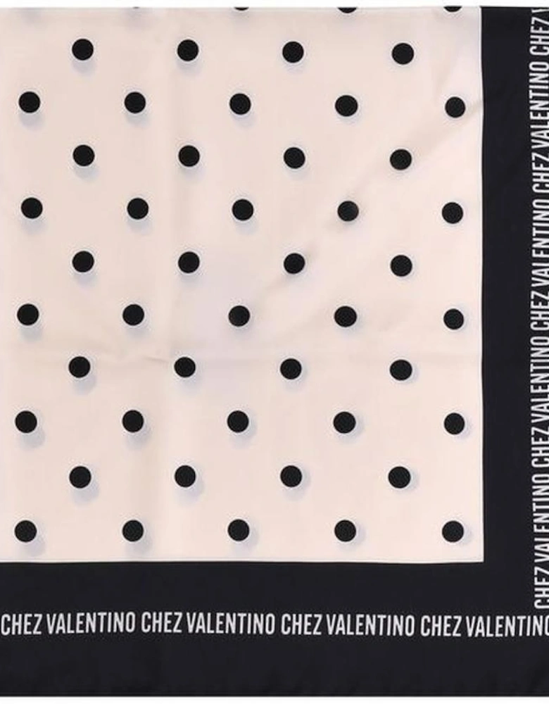 Polka Dot Silk Scarf with Lettering Women - Black Scarves