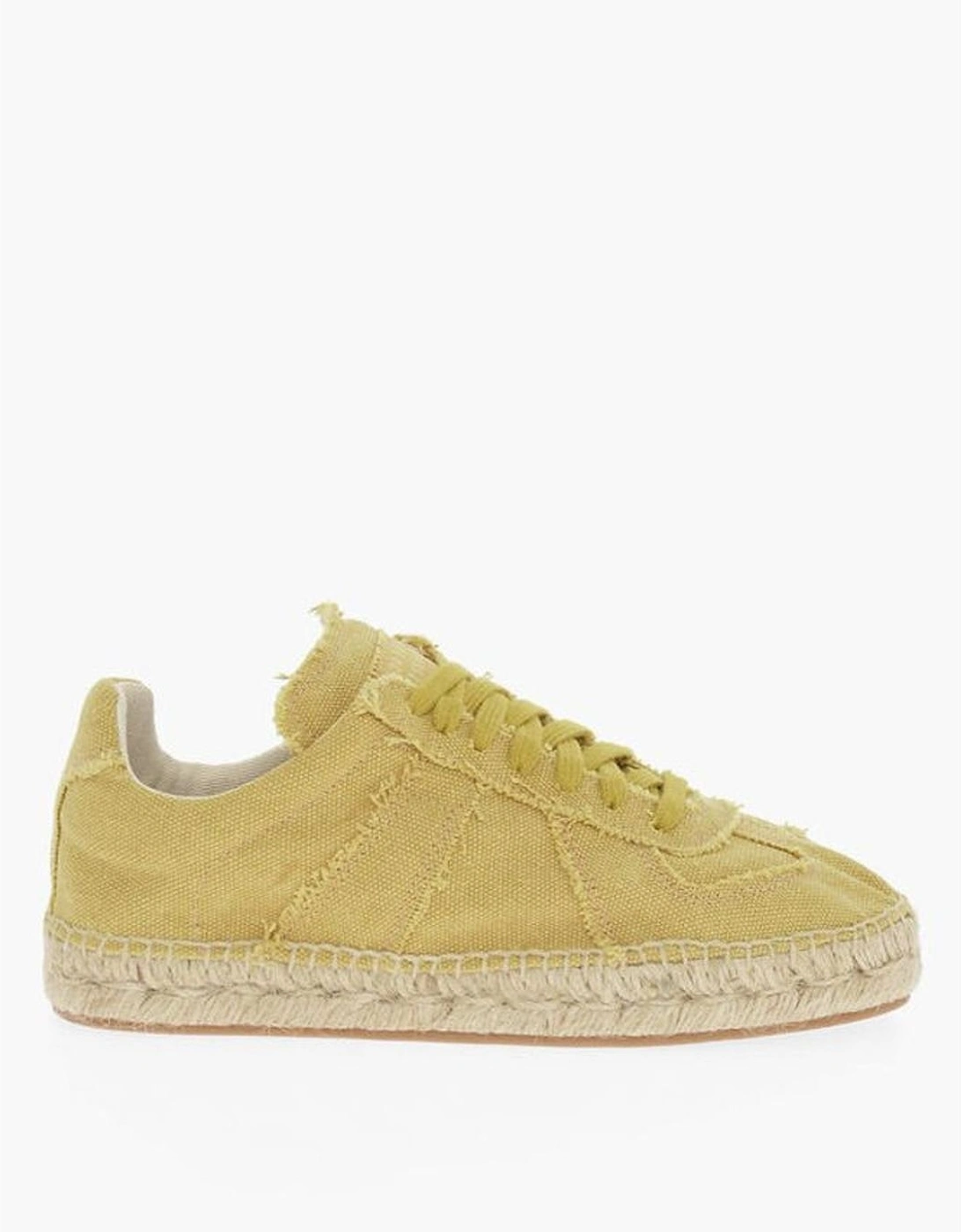 Lace-Up Canvas Sneakers with Rubber Sole Women - Yellow