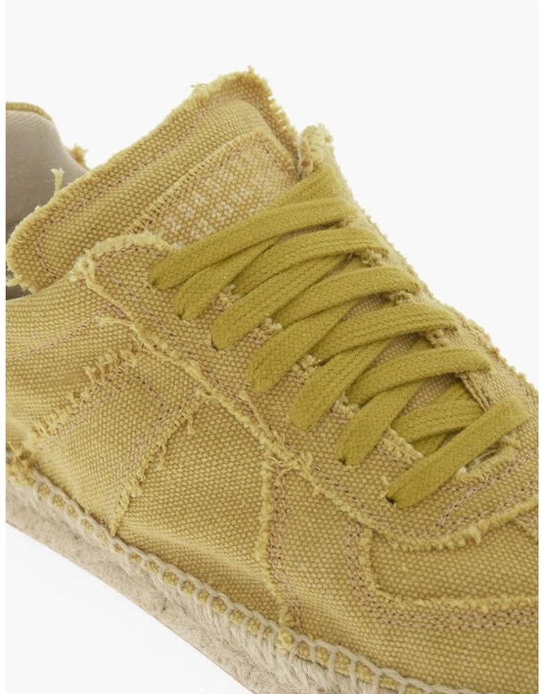 Lace-Up Canvas Sneakers with Rubber Sole Women - Yellow