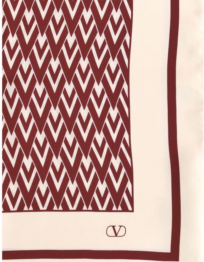 Elegant Silk Scarf with VLogo Print Women - Red Scarves