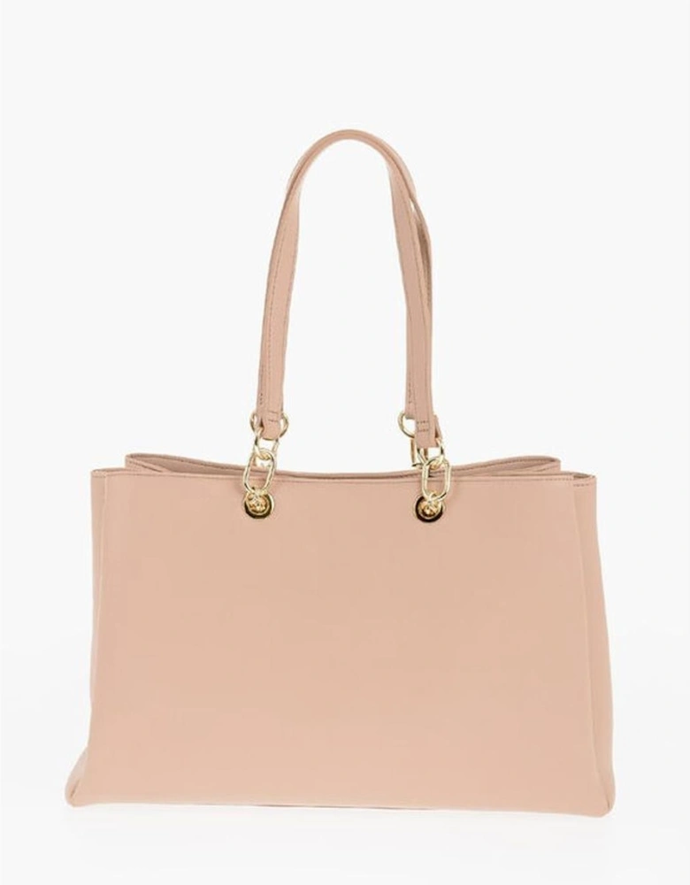 Eco-Leather Shoulder Bag with Logo and Double Handle Women - Beige
