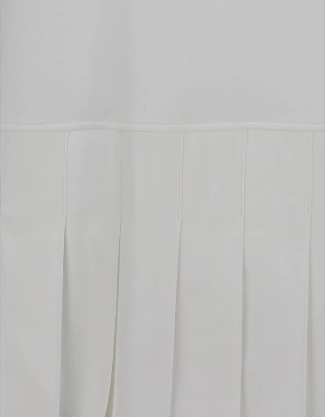Polo Dress with Ribbed French Collar and Pleated Skirt Women - White