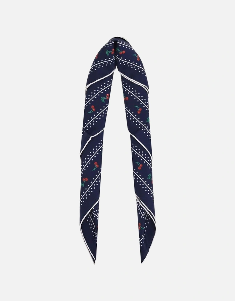 Cherryfic Foulard with Cherries and Polka Dot Pattern Women - Blue
