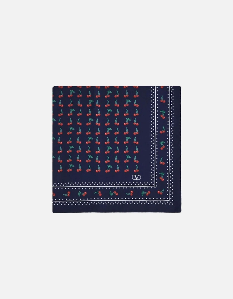 Cherryfic Foulard with Cherries and Polka Dot Pattern Women - Blue