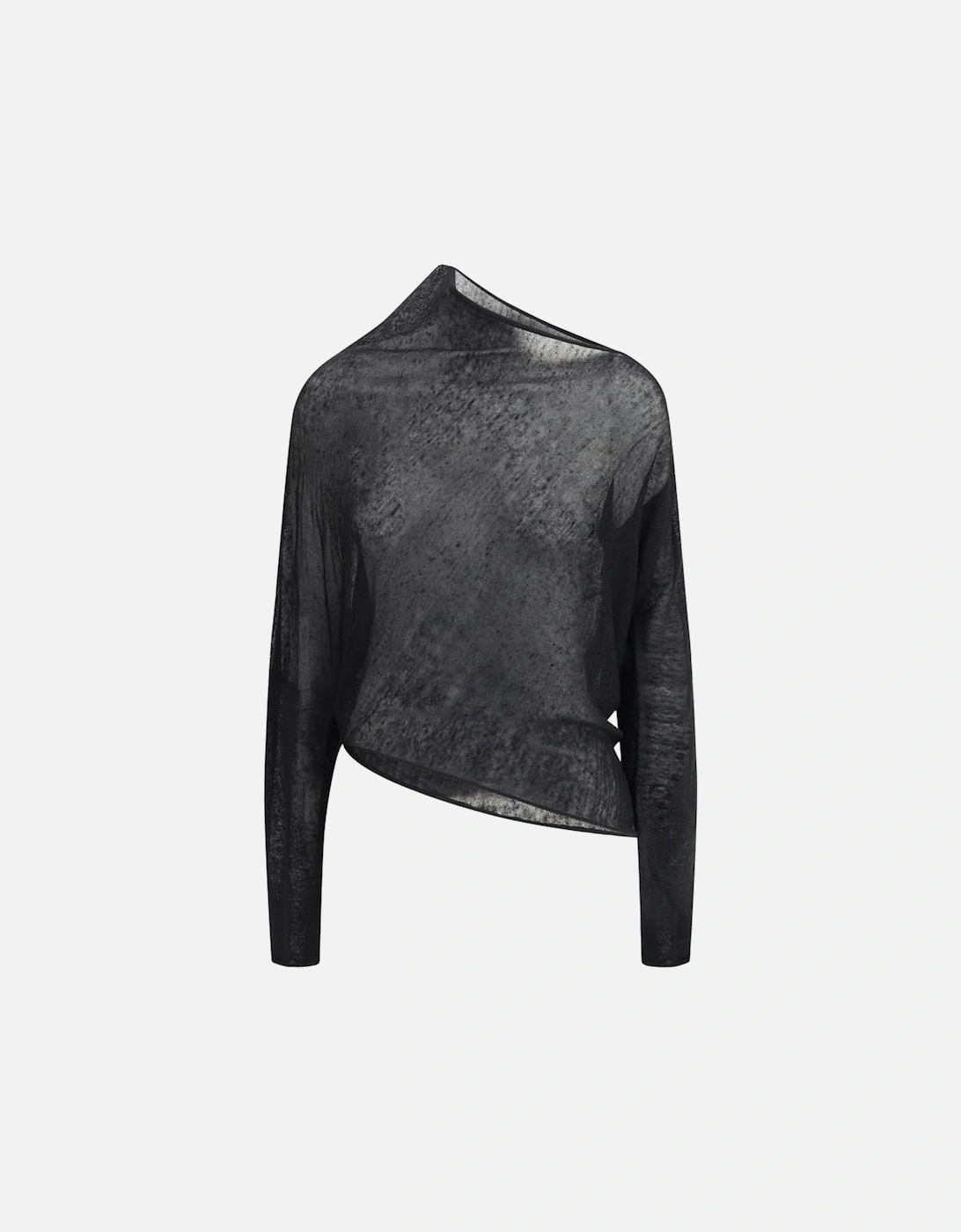 Asymmetrical Cowl Neck Semi-Sheer Sweater Women - Black, 4 of 3