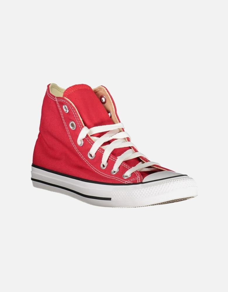 High Top Lace-Up Sports Shoes with Contrast Sole Women - Red Sneakers
