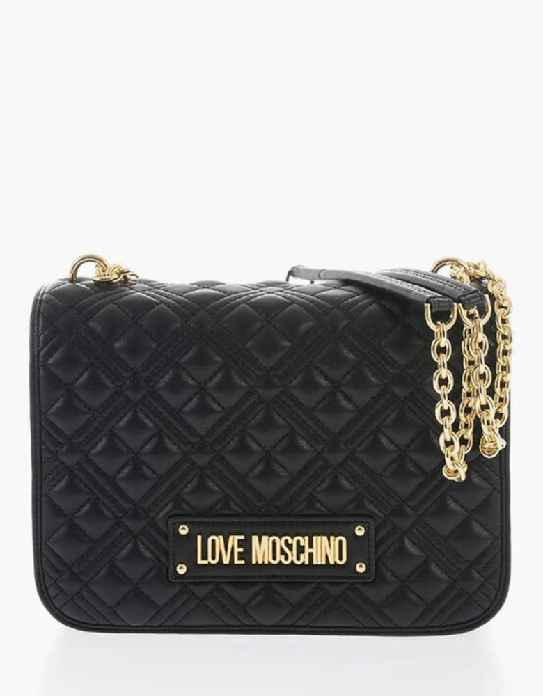 Logo Embellished Eco-Leather Shoulder Bag Women - Black