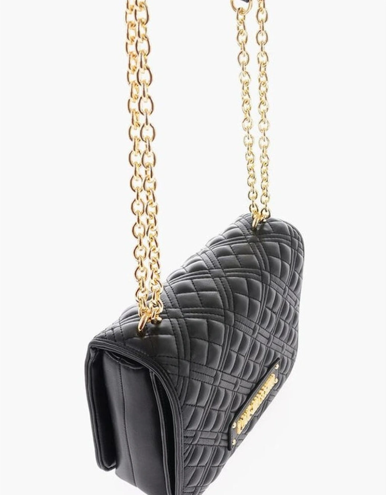 Logo Embellished Eco-Leather Shoulder Bag Women - Black