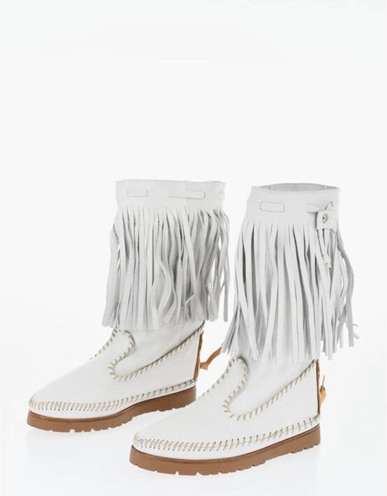 Rubber Sole Pull-On Sneakers Women - White Boots