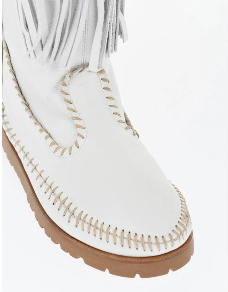 Rubber Sole Pull-On Sneakers Women - White Boots