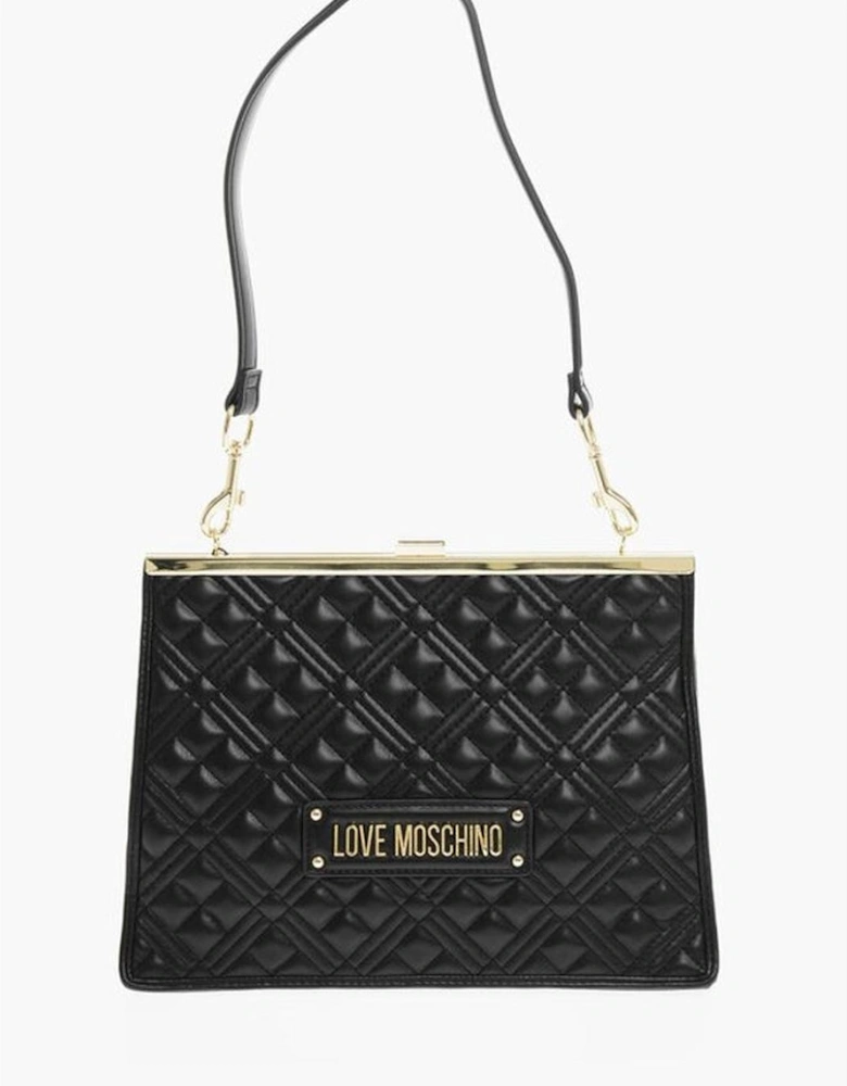 Logo Embellished Eco-Leather Shoulder Bag Women - Black