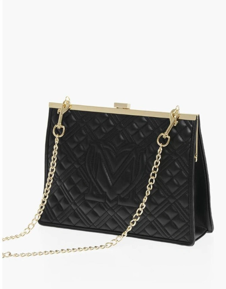 Logo Embellished Eco-Leather Shoulder Bag Women - Black