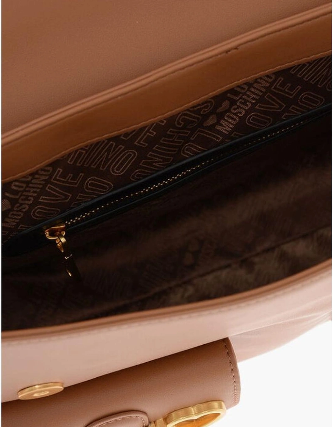 Metal Logo Solid Handbag with Removable Strap Women - Brown Tote Bags