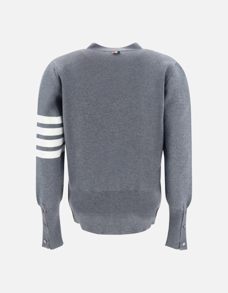 Merino Wool V-Neck Cardigan with Iconic Bands Women - Gray Sweaters