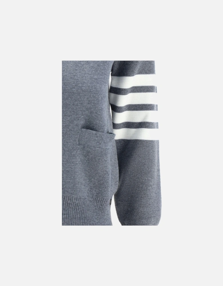 Merino Wool V-Neck Cardigan with Iconic Bands Women - Gray Sweaters