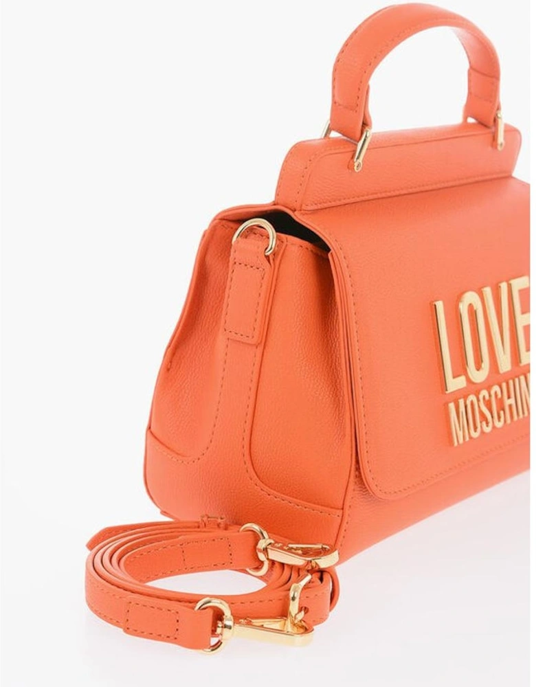 Eco-Leather Handbag with Adjustable Strap Women - Orange Tote Bags