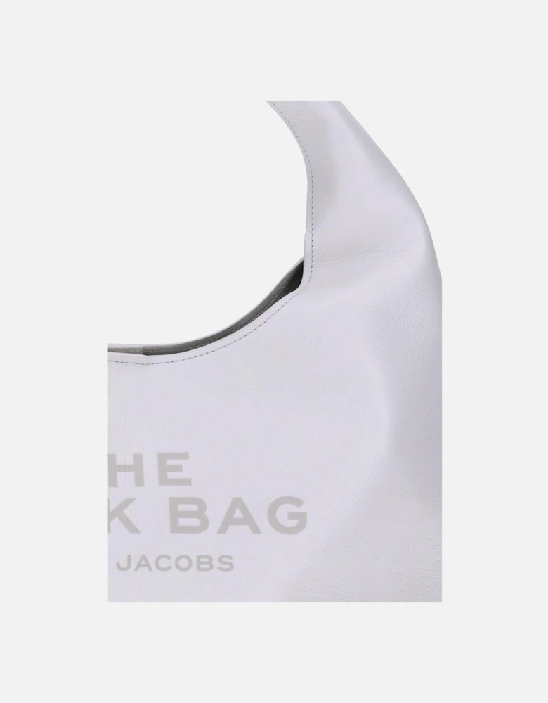 Leather Sack Shoulder Bag with Top Handle Women - White