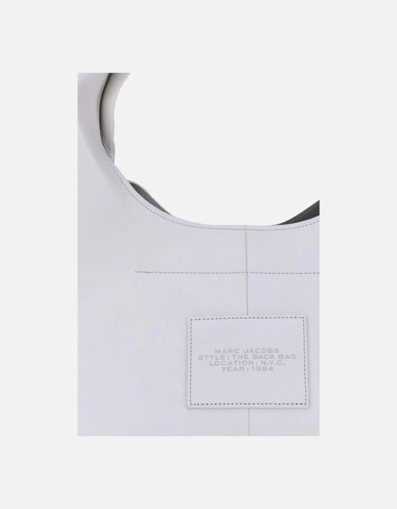 Leather Sack Shoulder Bag with Top Handle Women - White
