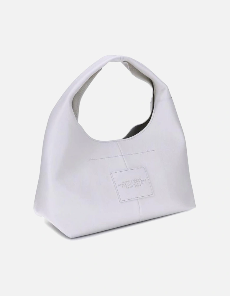 Leather Sack Shoulder Bag with Top Handle Women - White