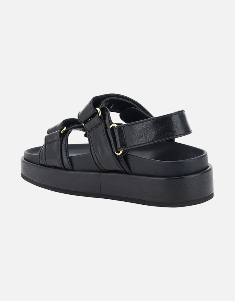 Calfskin Kira Sport Velcro Strap Sandals Women - Black