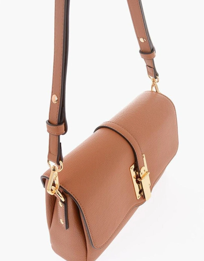 Logo Metal Shoulder Bag with Adjustable Strap Women - Brown