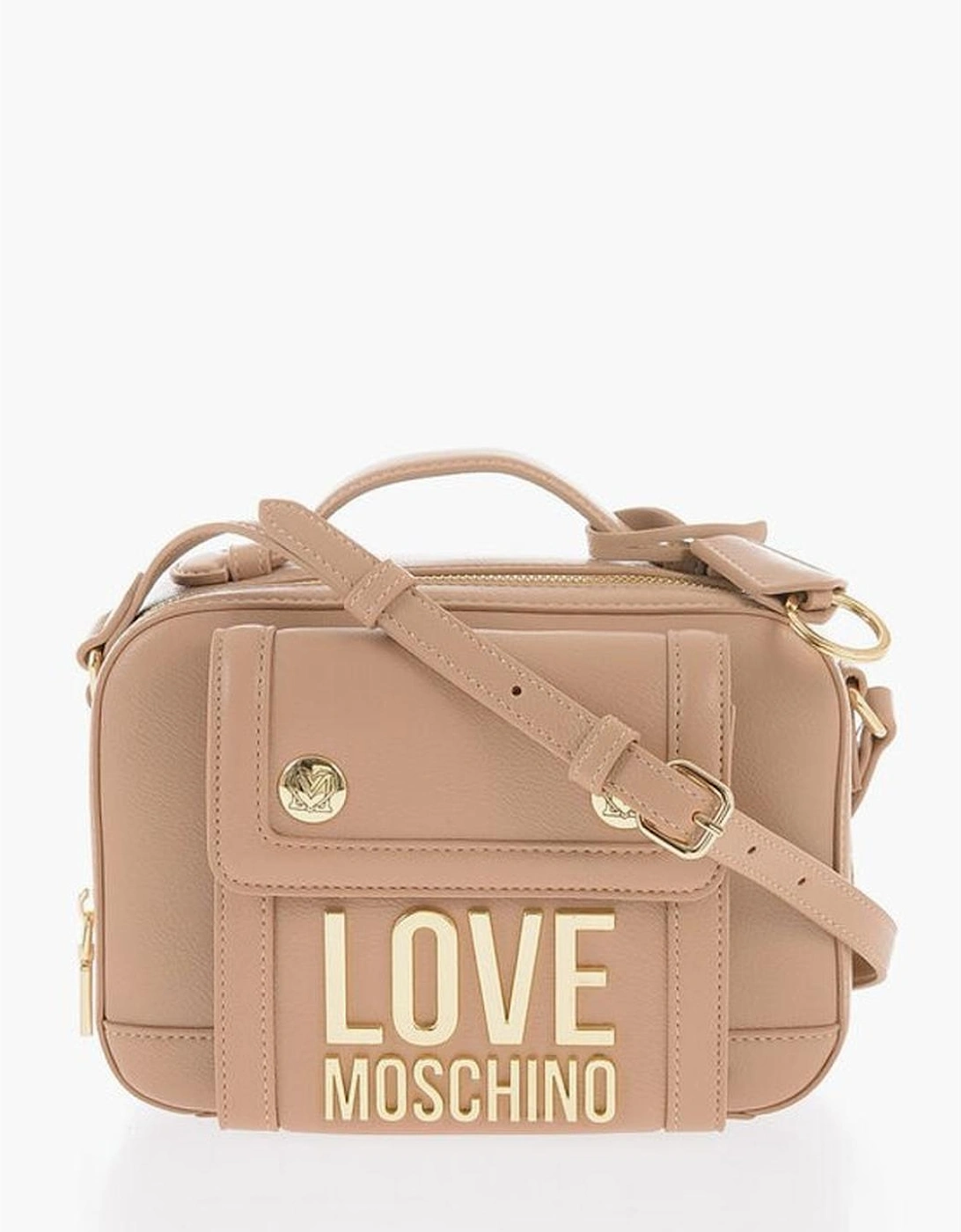 Logo Snap Button Eco-Leather Shoulder Bag Women - Beige Tote Bags, 6 of 5