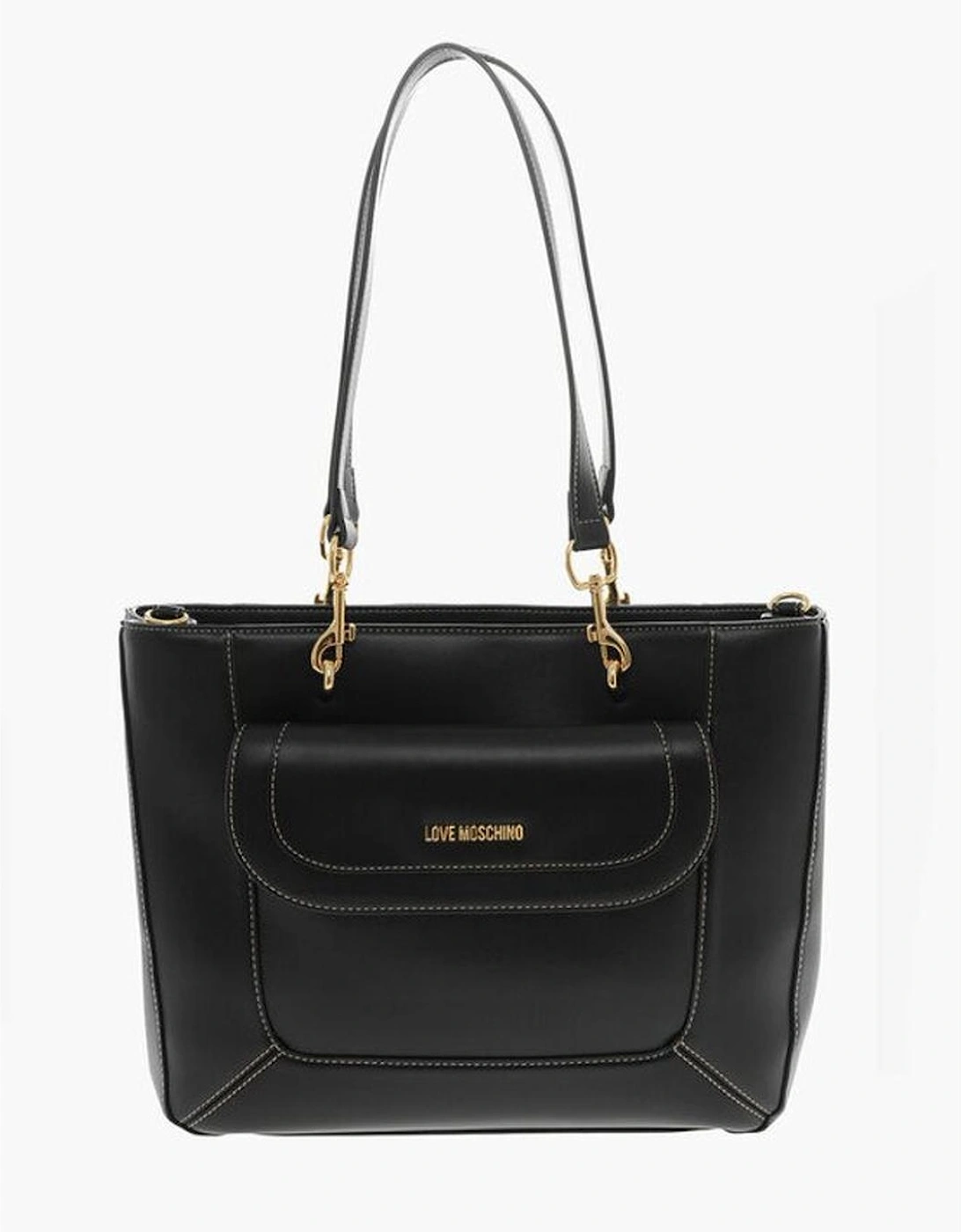 Eco-leather Shoulder Bag with Adjustable Strap Women - Black, 6 of 5