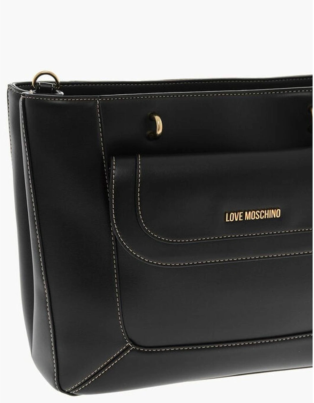 Eco-leather Shoulder Bag with Adjustable Strap Women - Black