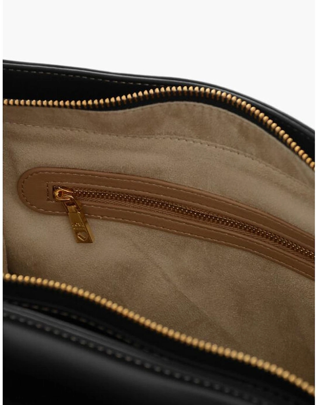 Eco-leather Shoulder Bag with Adjustable Strap Women - Black