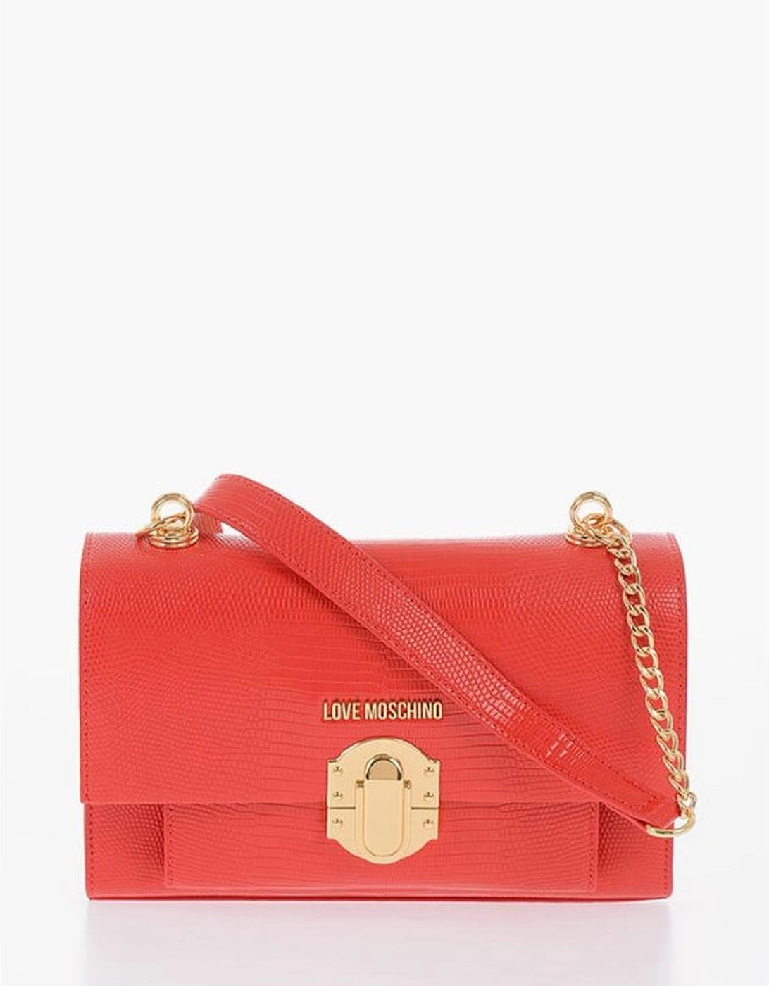Eco-Leather Shoulder Bag with Logo Women - Red, 5 of 4