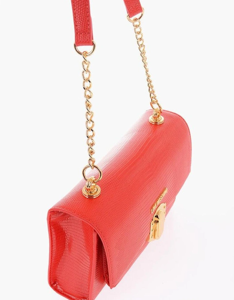 Eco-Leather Shoulder Bag with Logo Women - Red