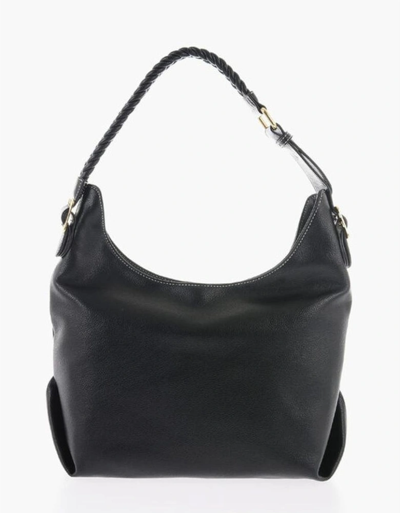 Logo Metal Eco-Leather Shoulder Bag Women - Black