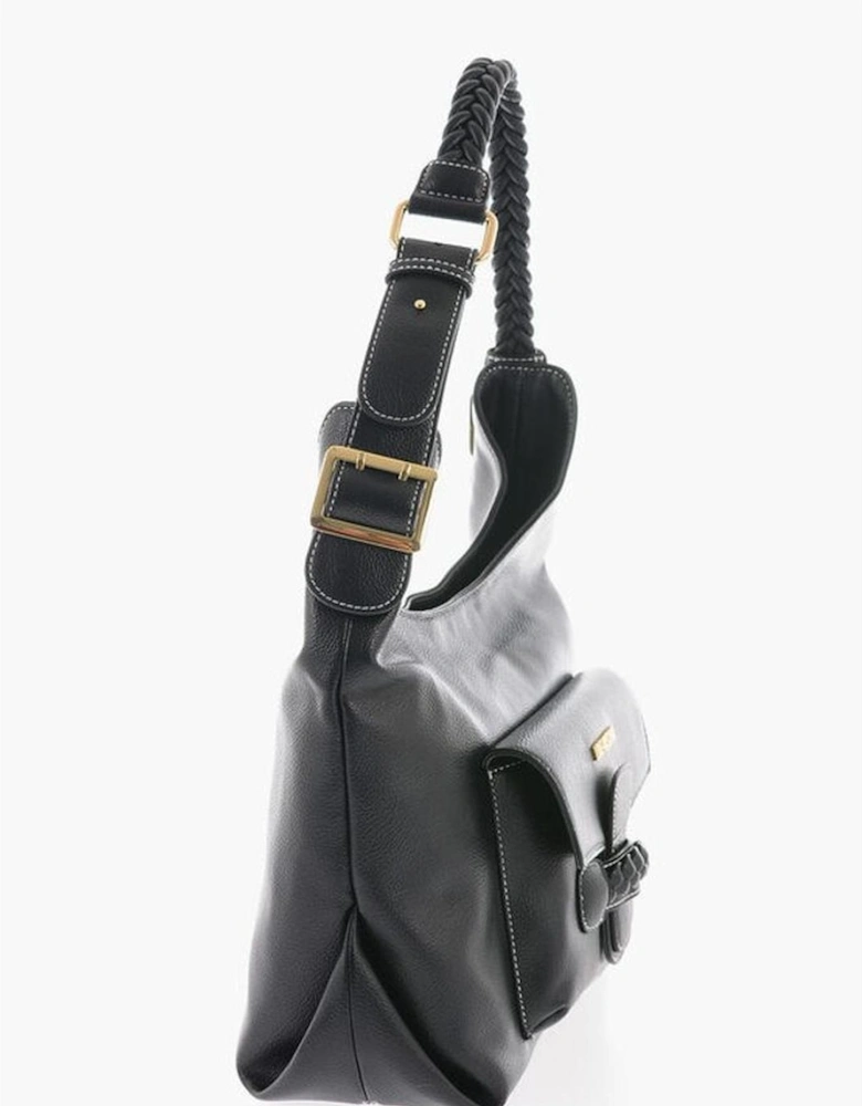 Logo Metal Eco-Leather Shoulder Bag Women - Black