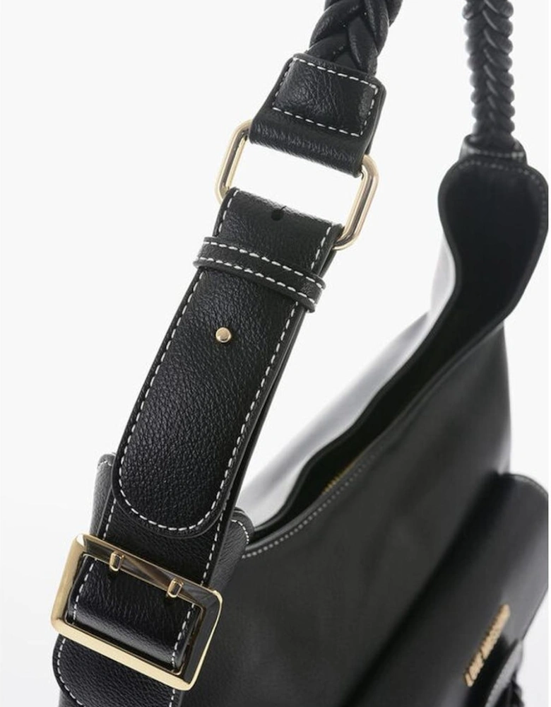 Logo Metal Eco-Leather Shoulder Bag Women - Black