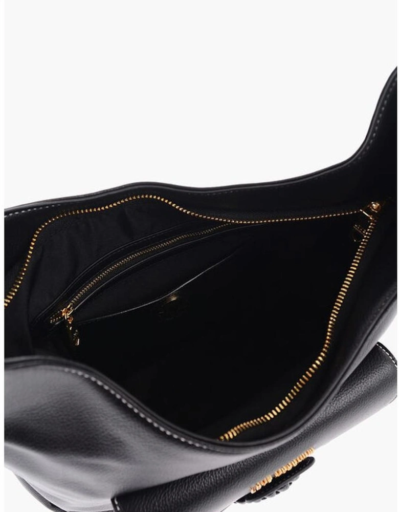 Logo Metal Eco-Leather Shoulder Bag Women - Black
