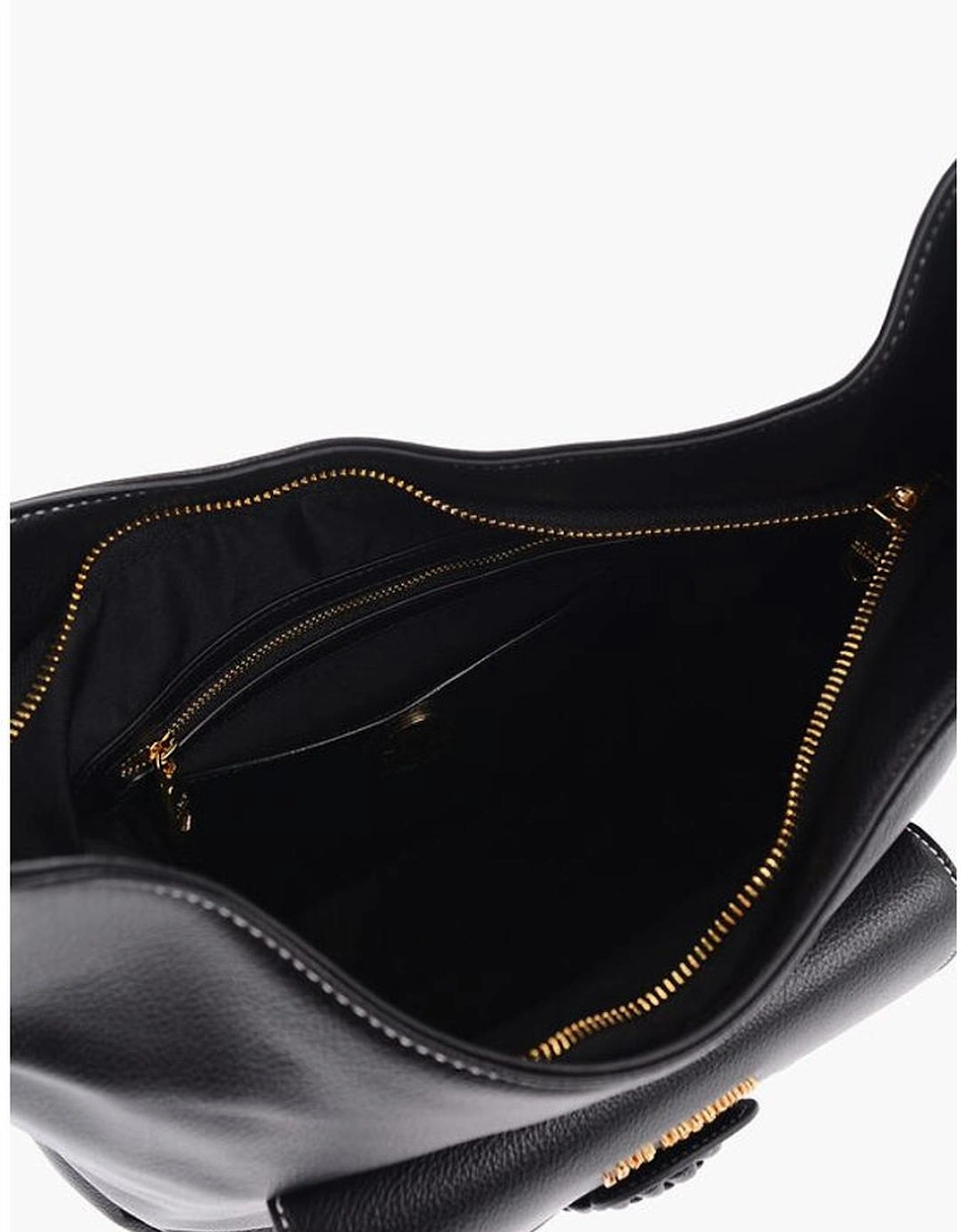 Logo Metal Eco-Leather Shoulder Bag Women - Black