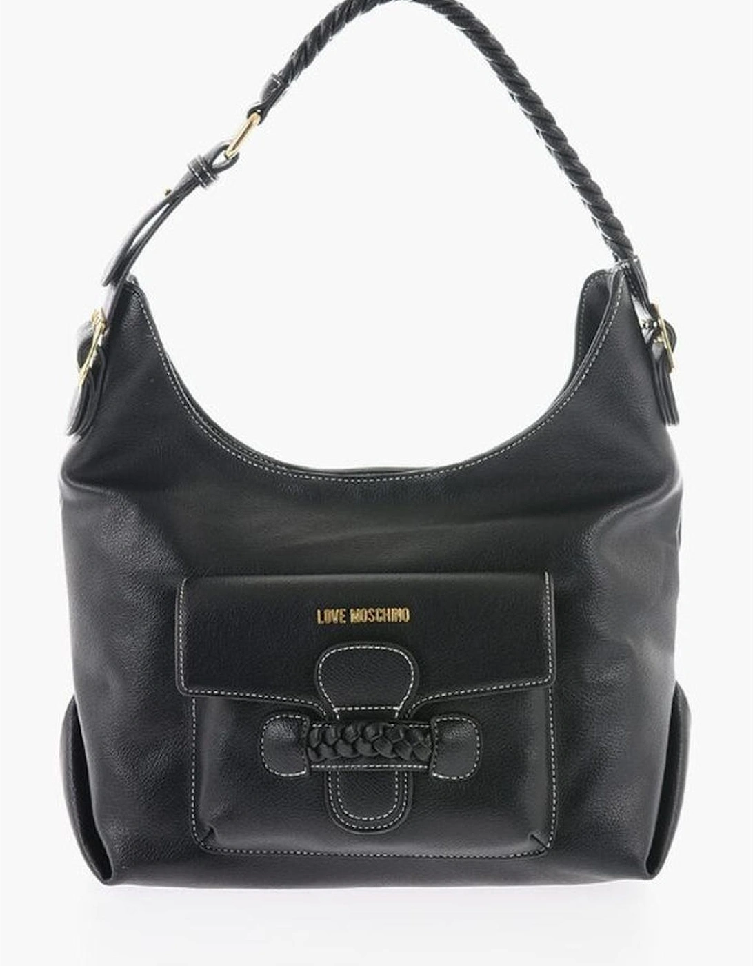Logo Metal Eco-Leather Shoulder Bag Women - Black, 6 of 5