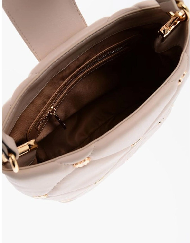 Metal Eco-Leather Handbag with Adjustable Strap Women - Beige Tote